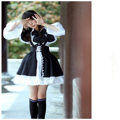 Women Maid Outfit Lolita Dress Cute Горничная Anime Apron Cosplay Maid Dress - Picture 3 of 14