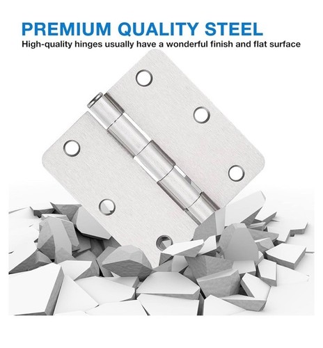 24 Pack 3.5 X 3.5 Inch Rounded Door Hinges Brushed Nickel with 5/8 Radius - Picture 5 of 8