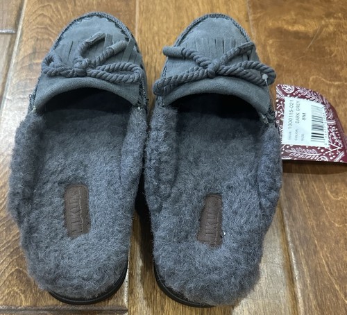 Muk Luks Damen Wildleder Sherpa gefüttert dunkelgrau Slipper 8M Neu mit Etikett - Bild 3 von 8