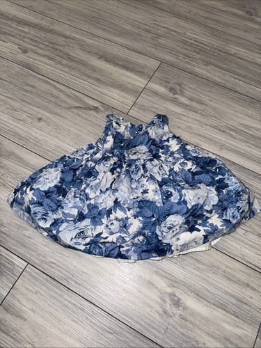 Baby Girl RALPH LAUREN blue White Floral Sleeveless Full Dress Sz 3M EUC - Picture 2 of 4