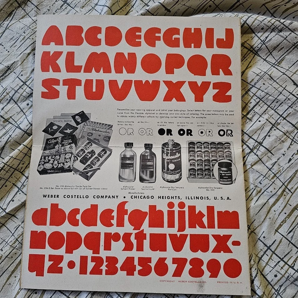 Raro De Colección Años 40 Weber Costello Alphacolor Tempera Seca Textil Pintura Set Plantillas Foto 4 de 4