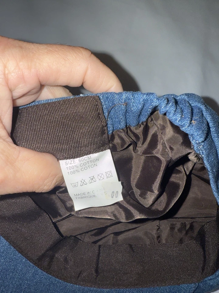 Denim Cabbie Hat Newsboy Cap Blue Cotton Newsie Gatsby Unisex Paris - Image 4 of 4