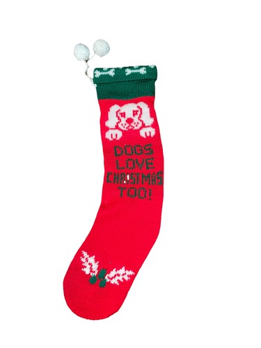Hunde lieben Weihnachten auch 18 Zoll Strick Haustier roter Strumpf Joybrite - Bild 1 von 3