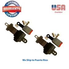 2 Gray Retractable 2 Point Seat Belt Lap Safety Seatbelt Set For Bus Truck Car