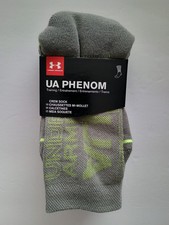 Under Armour UA Phenom Training Crew Socks Gravity Green 3 pairs Y 13.5K - 4Y