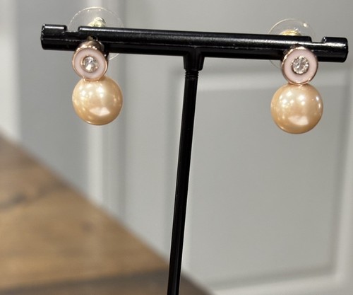 Kate Spade Rose Gold Cream/Blush Enamel Pearly Delight Earrings - Picture 3 of 4
