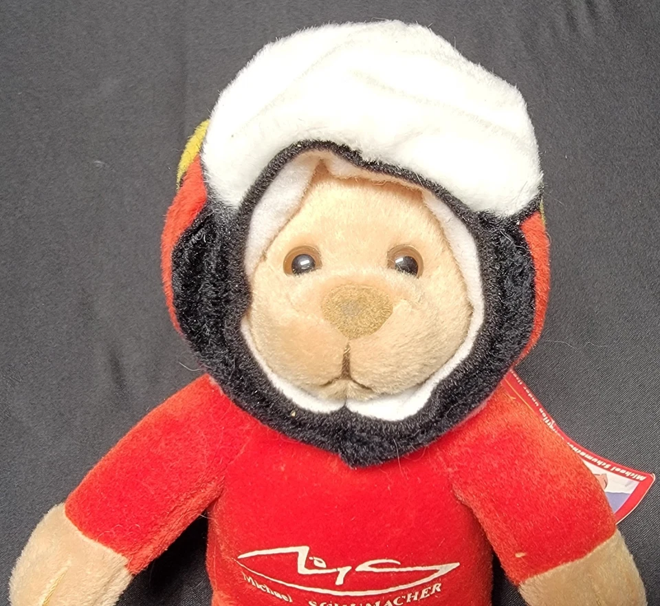Michael Schumacher Teddy Bear wearing Helmet Plush - PPM - Rare! 7” Tall w/ tag - Image 2 of 4