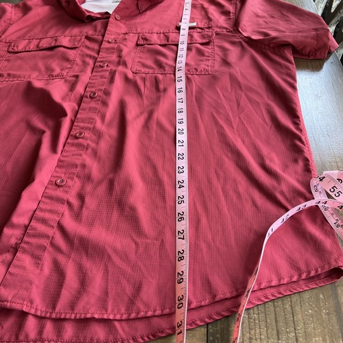 Ocean Coast Button Up Shirt Mens Size XL Maroon Red Vented Short Sleeve Fishing - Picture 14 of 14