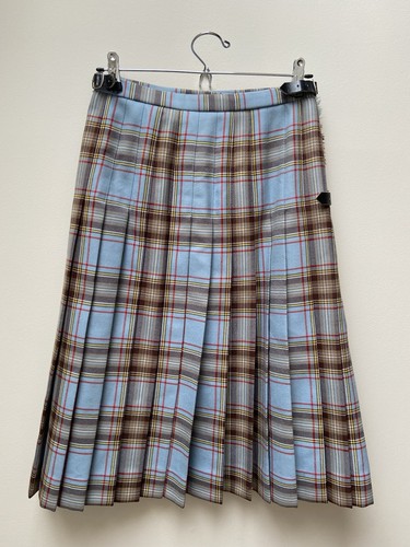 Diana Plaid Tartan Kilt Skirt Vintage 14 8 Blue - Picture 2 of 7