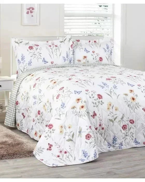 Set trapunta in cotone patchwork, copriletto imbotto retrò sul letto, coperta trapuntata, copriletto scozzese, copriletto queen e king size, 3 pezzi  15