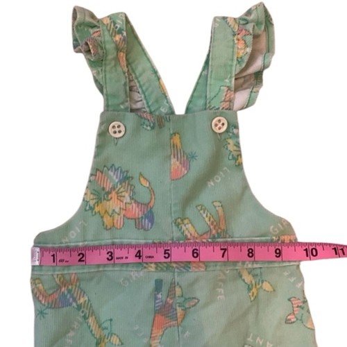 Salopette animale vintage Healthtex velluto a coste 12 mesi verde leone elefante giraffa - Foto 7 di 11