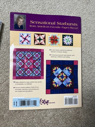 2 Quilting Books + 2 Discs By Carol Doak: 50 Fabulous Stars & Mariner’s Compass - Foto 6 di 7