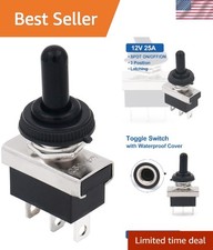 Durable 3-Pin 12V ON-Off-ON Toggle Switch with Waterproof Cover - 1 Pack