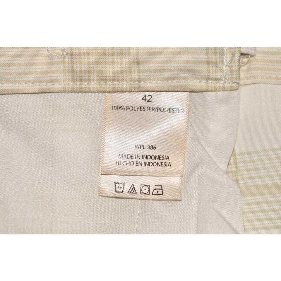 HAGGAR NOVO US$ 48 legal 18 xadrez marfim frente plana 9,5" curto masculino 42W - Imagem 4 de 4