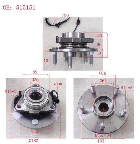 2 Front Wheel Bearing and Hub Assembly For 2012 2013 2014 - 2017 2018 Ram 1500 - Bild 2 von 13
