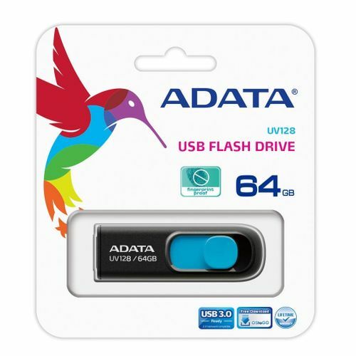 ADATA 16/32/64/128/256GB USB 3.0 Memory Pen UV128 Einziehbarer Posten schwarz blau - Bild 18 von 25