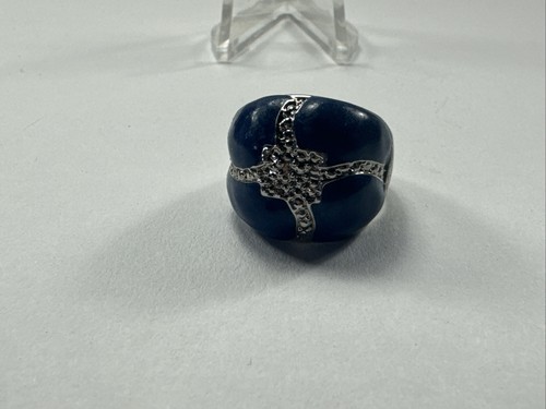 Vintage Ladies' Estate Find Fashion Ring Jewelry Blue Bling Size 6.5 - Picture 5 of 6