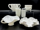 *Vintage Fenton Hobnail Milk Glass Lot of 6: Shaker/Candy Dish/Star Sugar Bowl++