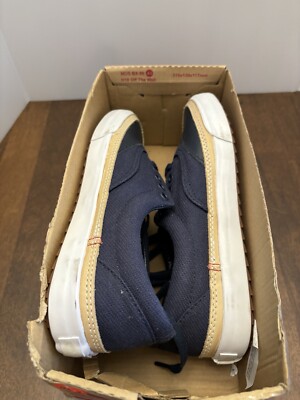 VANS★ERA OVERPLY SLIP VAMP★DRESS BLUES/WHITE Vans Era Overply Slip Vamp Navy Blue Leather Canvas Sneakers
