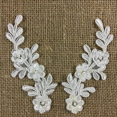 Bridal Lace Applique* Floral Corded Wedding Motif* Ivory Lace Applique AE*