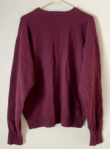 Pendleton Men’s V-Neck Sweater Large 100% Virgin Wool Red Maroon Grandpa VTG 90s - Picture 2 of 7