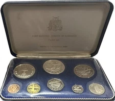1973 First National Coinage of Barbados 8 Coin Proof Set w/Box & COA - 2 Silver