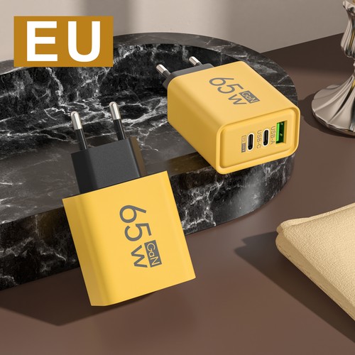 Cargador rápido de 3 puertos 65 W USB C PD USB A EU/US/UK enchufe cargador de pared alimentación - Imagen 3 de 11