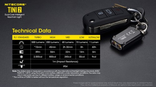 Llavero recargable NiteCore TINI 2 Doble Núcleo Inteligente USB-C Luz - Gris - Imagen 10 de 12