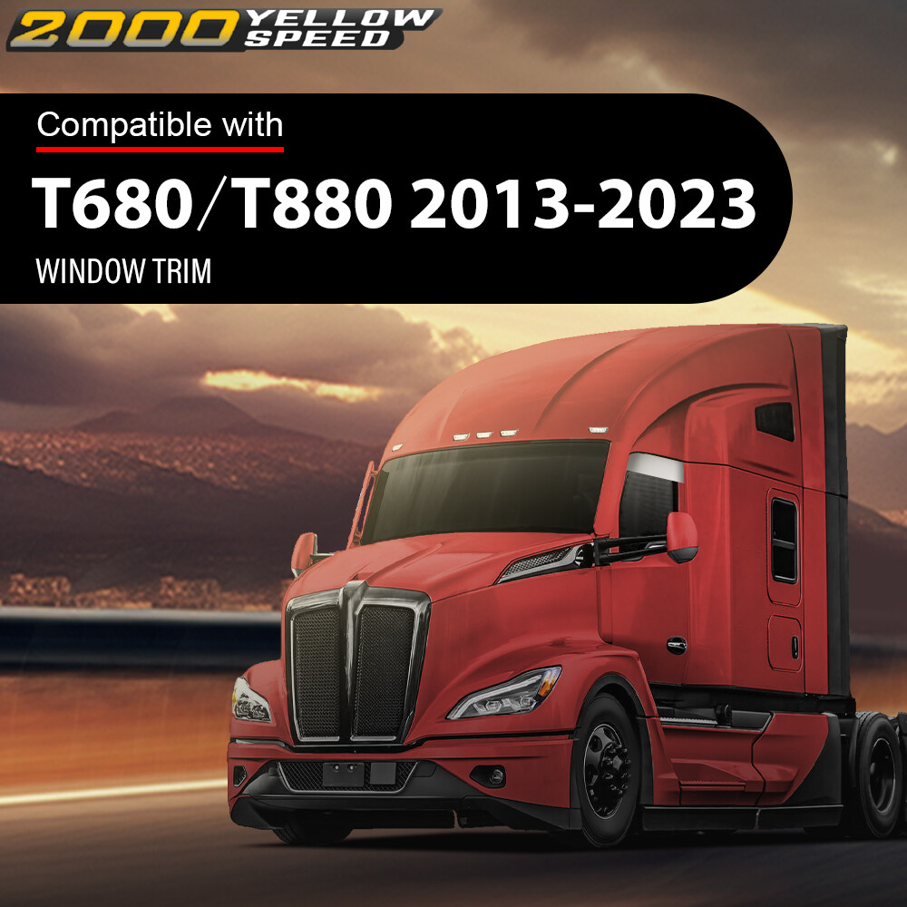 2PCS Stainless 8" Chopped Window Trim LH&RH  Fit For 2013+ Kenworth T680/T880 