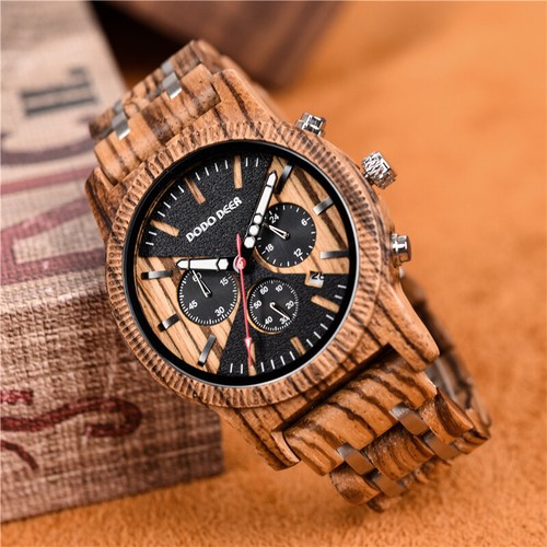 Holz Armbanduhr für Herren Chronograph Luxusuhr Holzuhr Männeruhr Geschenk Neu - Bild 9 von 10