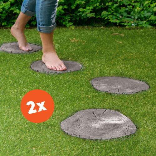 XXL Trittsteine Baumscheiben Holzoptik Garten 1 Paar Beton Tritt-Steine Ø 30 cm - Bild 2 von 7