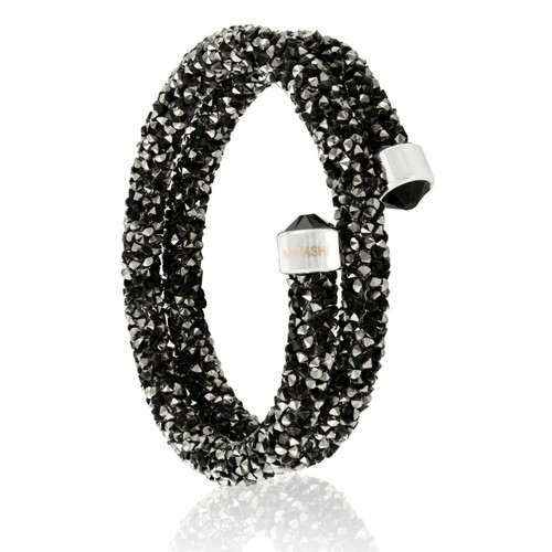 Lujosa pulsera de cristal envolvente brillante negra Matashi Ore ¡Lista para regalo! - Imagen 5 de 5