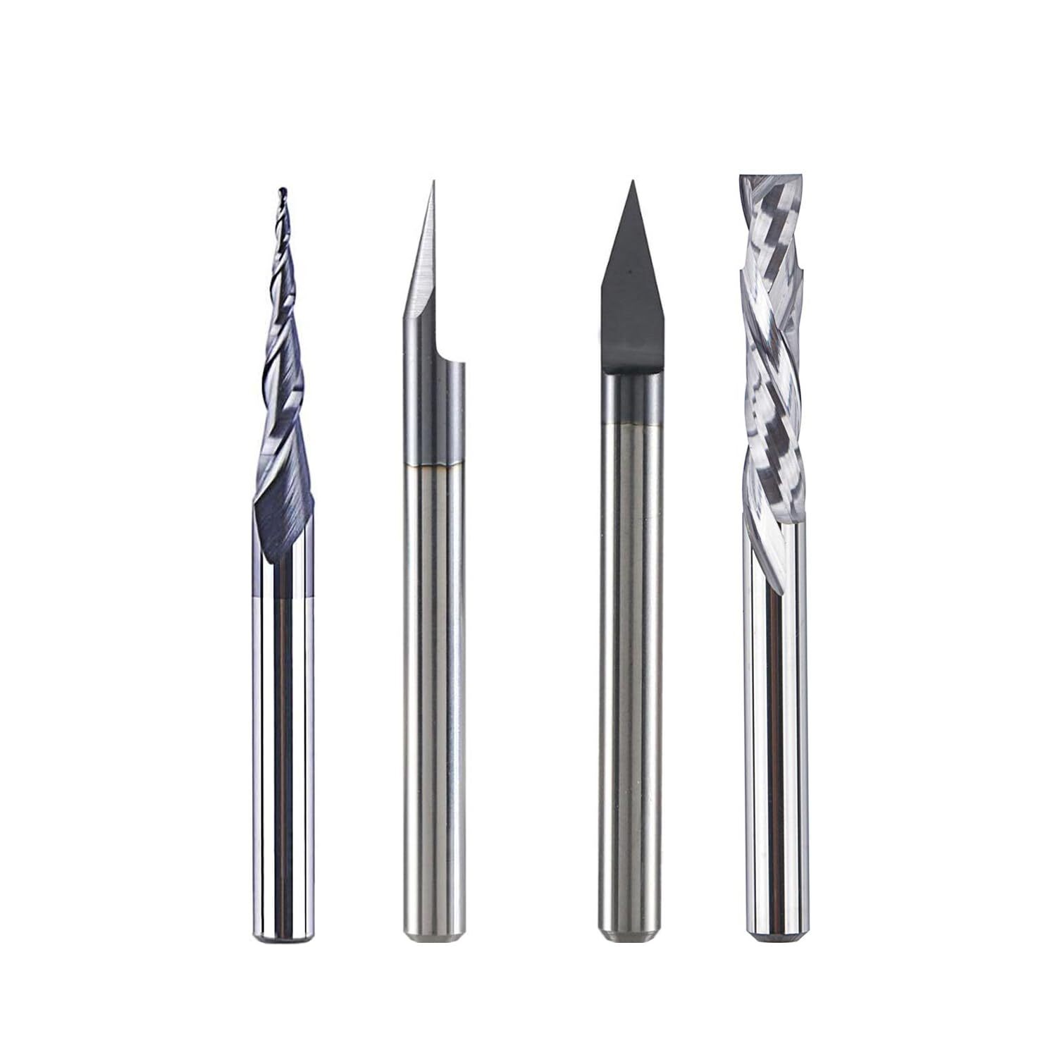 SpeTool Set di 4 frese da 3,175 mm, fusto in metallo duro VHM CNC, fresa (W6m)