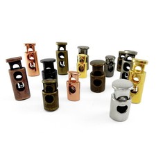Solid brass color plated cord stopper lock end toggles with metal spring