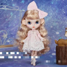 Long Light Gold Hair Blythe doll Custom make up Dudu Tooth Factory Joint Body12"