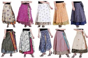 50 Long Length Vintage Silk Sari Magic wrap skirts dress Wholesale lot India SW1 50 Long Length Vintage Silk Sari Magic wrap skirts dress Wholesale lot India SW1