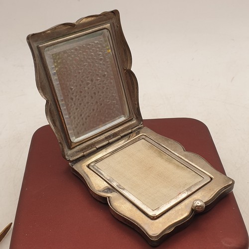 Vintage USSR Powder Compact Mirror Box Silver Plated