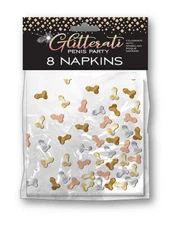 Glitterati Napkins w/ Mini Penis Pride Bachelorette Party Rose Gold Silver Bronz