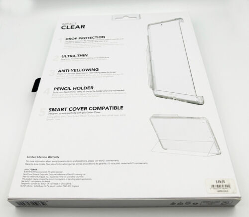 tech21 iPad 5th/6th Gen Tough Heavy Duty Thin Clear Case with Pencil Holder - Picture 5 of 8