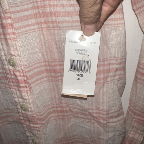 denim supply company shirt Button Down CollarNWT XS Pink Checkered Plaid - Picture 5 of 7