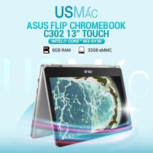 ASUS Flip Chromebook C302 13" Intel® Core™ m3-6Y30 8GB 32GB eMMC Touch B Grade - Picture 5 of 6