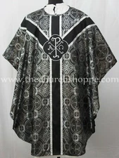 Black Silver gothic vestment, stole &  mass set Gothic chasuble,casula,casel