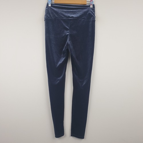 Neuwertige Samt Leggings Damen mittel dunkelblau Samt leichte Stretch Hose - Bild 4 von 14