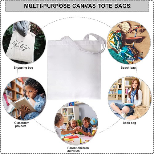 Reusable Canvas Tote Shopping bag handbag Foldable Shoulder Travel storage bags - Picture 6 of 37