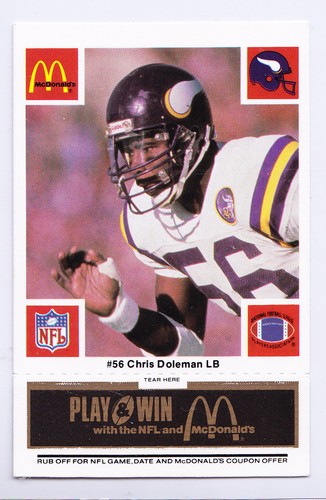 CHRIS DOLEMAN Rookie 1988 Topps #157 1988 Topps Sticker & 1986 McDONALD'S HOF - Picture 3 of 3