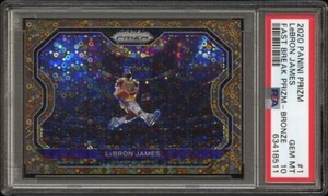 2020-21 Prizm LeBron James Kobe Tribute Dunk Bronze Disco /20 Fast Break PSA 10