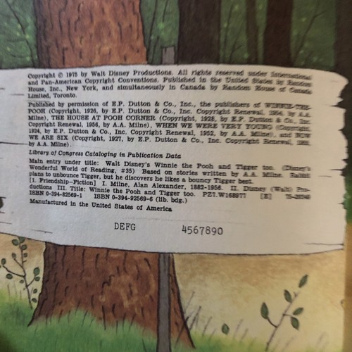 Winnie the Pooh and Tigger Too, Disney's Wonderful World of Reading Canvas 1975 - Picture 7 of 11