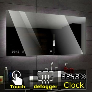 DUBAI Badspiegel mit LED Beleuchtung Spiegel Heizmatte Touch Sensor Uhr A10