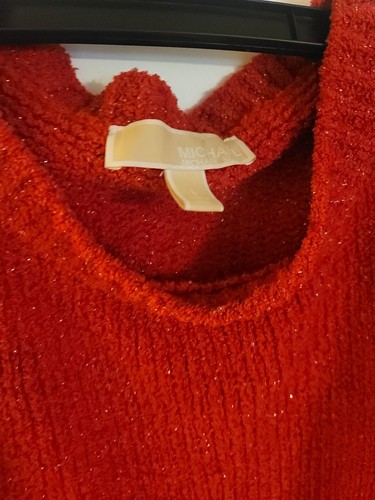 Michael Michael Kors Langarm Pullover Rot Metallic Rundhals  - Bild 5 von 12