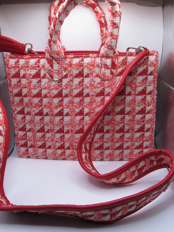 BAM Forever - Cartera MOD a Cuadros Rojo y Blanco con Correa Bandolera Desmontable Foto 2 de 4